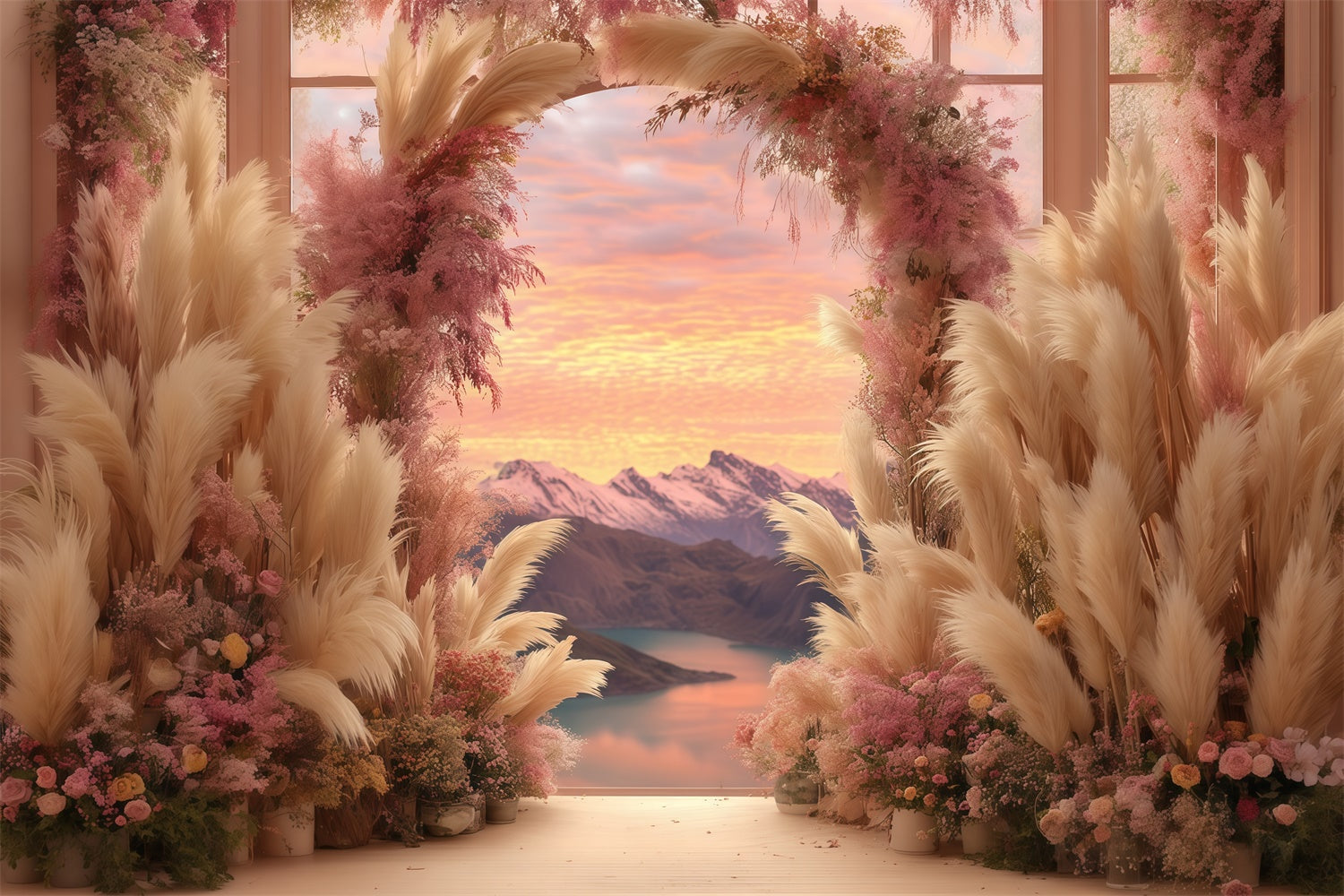 Bohemian Style Backdrop Sonnenuntergang Bergblick Fotohintergrund MRR7-260