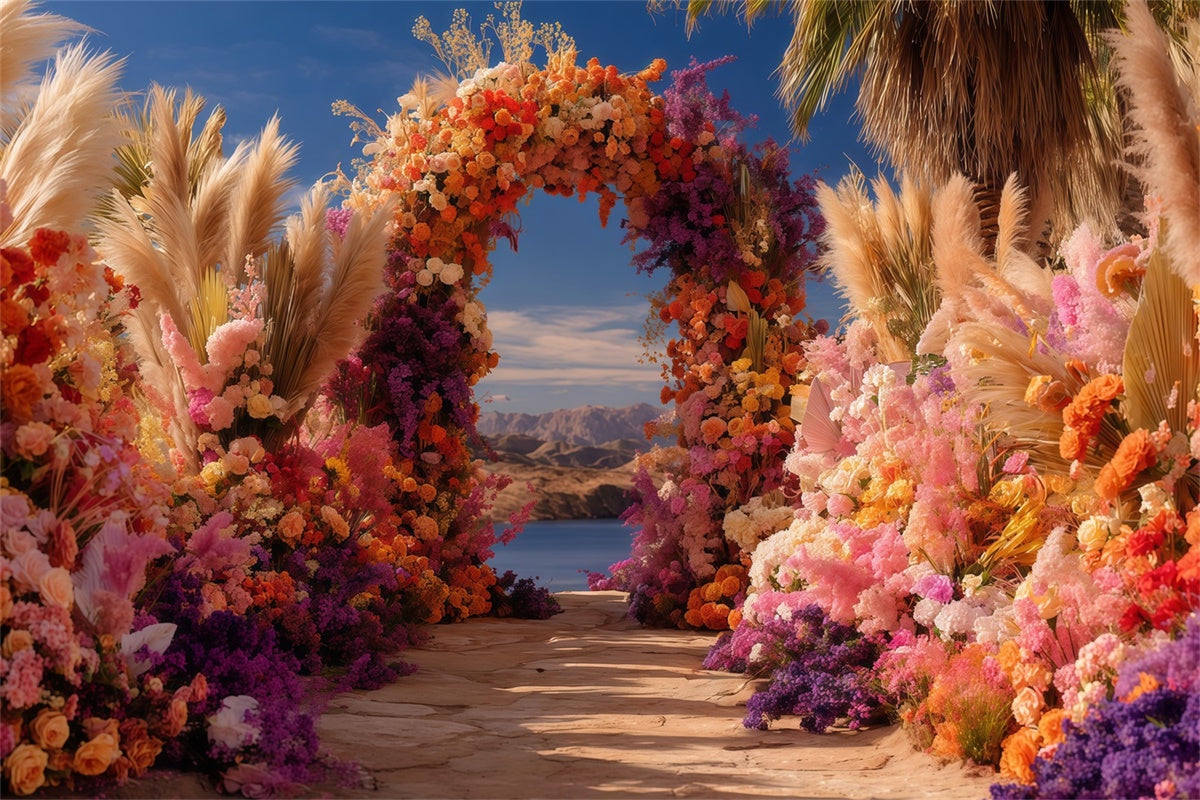 Bohemian Fotohintergrund Tropische Blüte Bogen Hintergrund MRR7-262