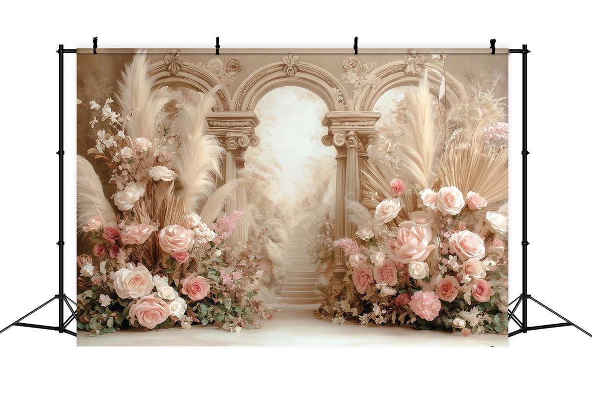Boho Fotohintergrund Cremig Floral Fantasy Hintergrund MRR7-269