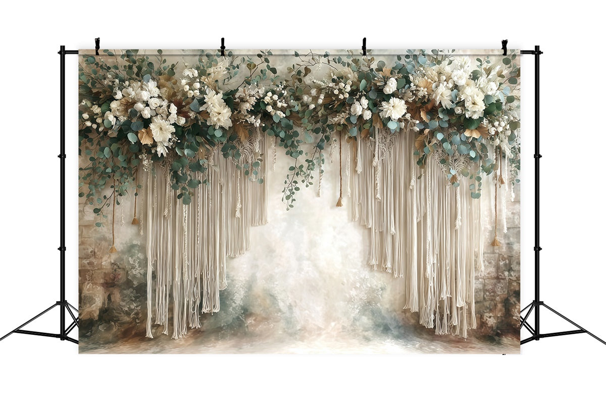 Bohemian Style Backdrop Elfenbein Fransen Garten Fotohintergrund MRR7-271