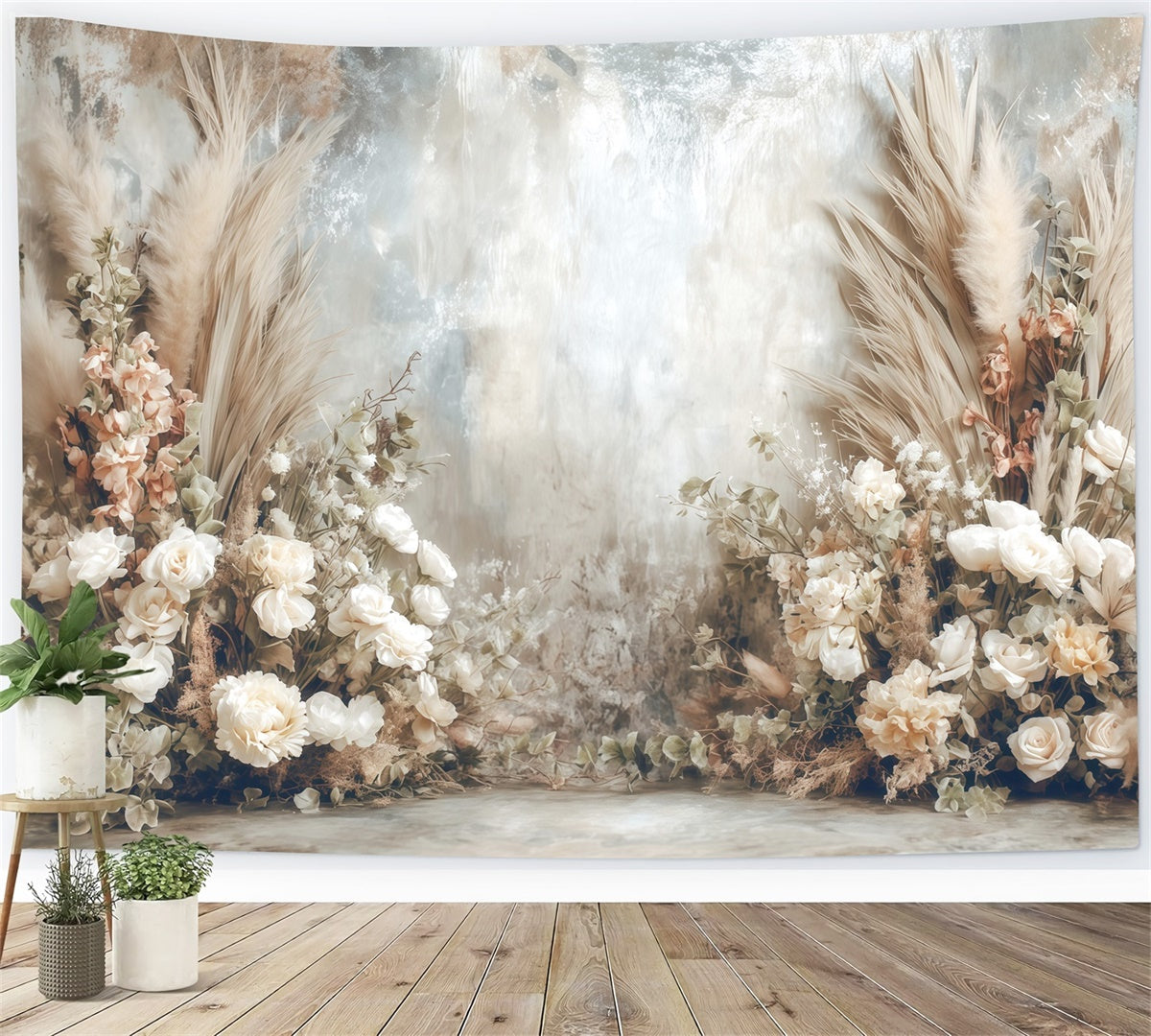 Bohemian Backdrop Beige Floral Botanical Fotohintergrund MRR7-273