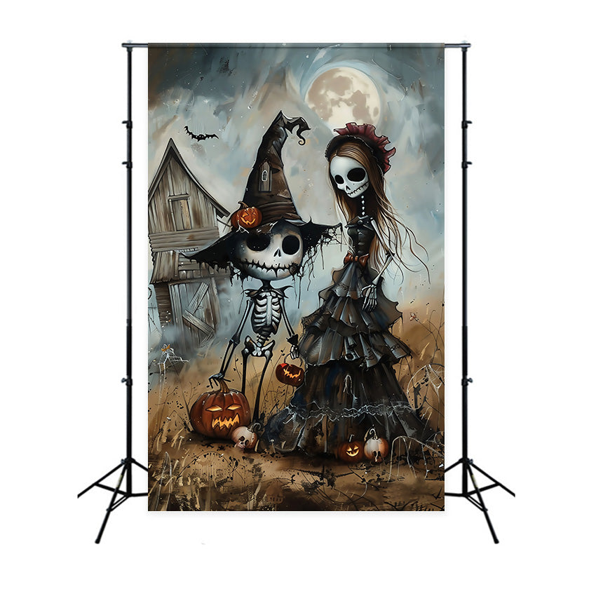 Halloween Fotografie Hintergrund Mondlicht Makabre Paar Hintergrund MRR7-54