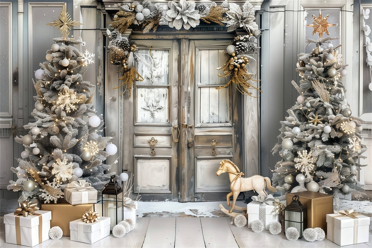 Weihnachten Fotokulisse Luxus Urlaub Eingang Hintergrund MRR7-57