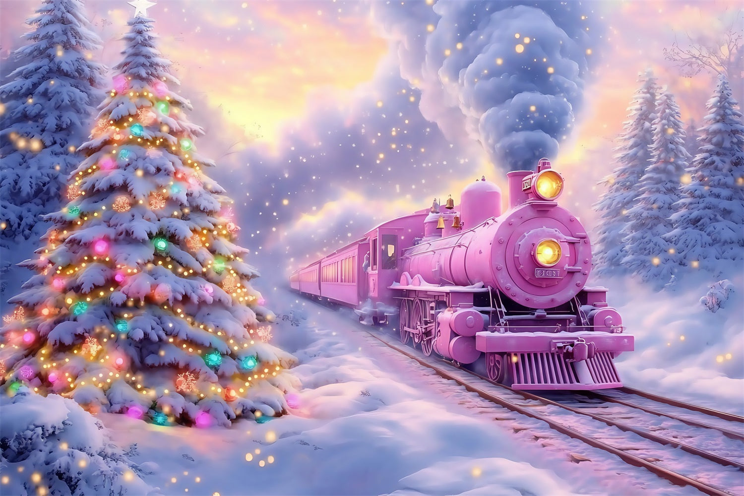 Weihnachten Fotokulissen Magische Schneereise Hintergrund MRR7-61