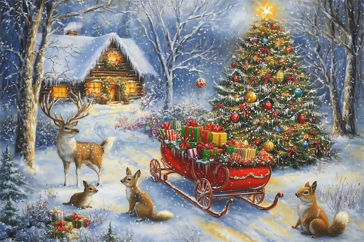 Weihnachts-Hintergrund-Ideen Friedlicher Winter-Critter-Hintergrund MRR7-63