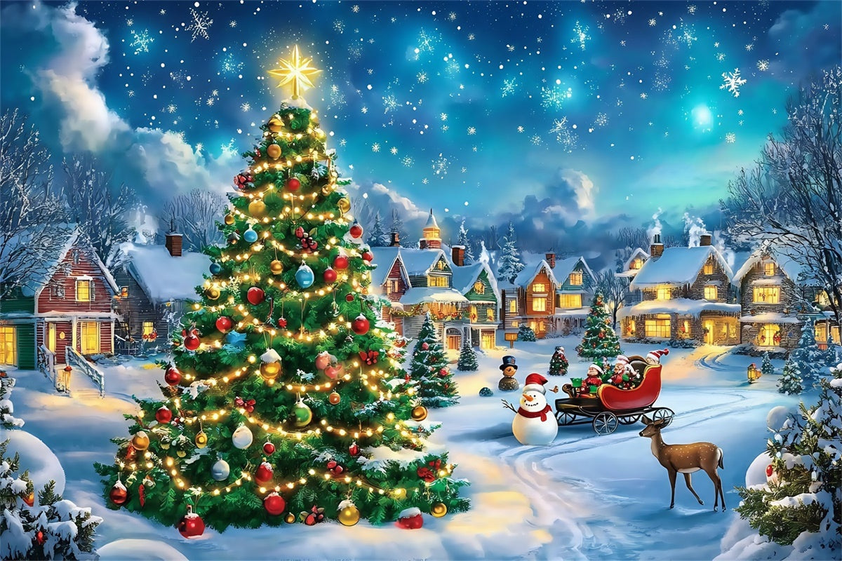 Weihnachtsdorf-Hintergrundkulisse Klassischer Urlaubs-Charme-Hintergrundkulisse MRR7-64