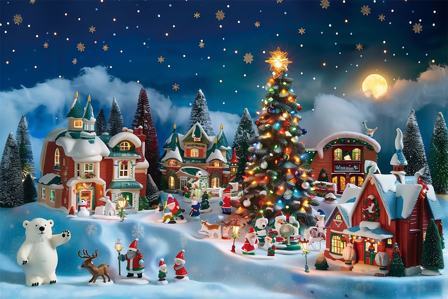 Weihnachten Fotokulissen Mini Stadt Fantasy Hintergrund MRR7-67