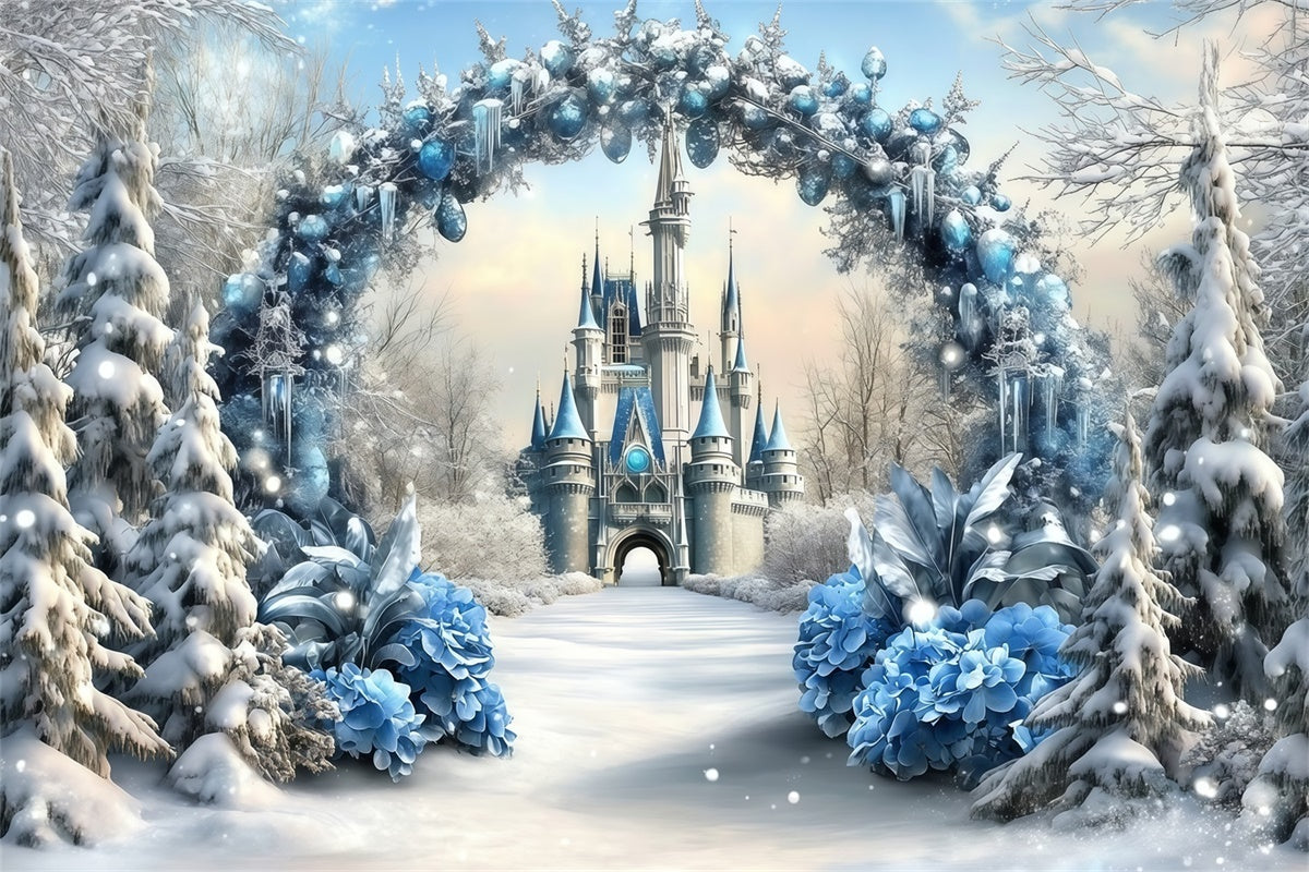 Weihnachten Backdrops Verkauf Winter Crystal Castle Backdrop MRR7-69
