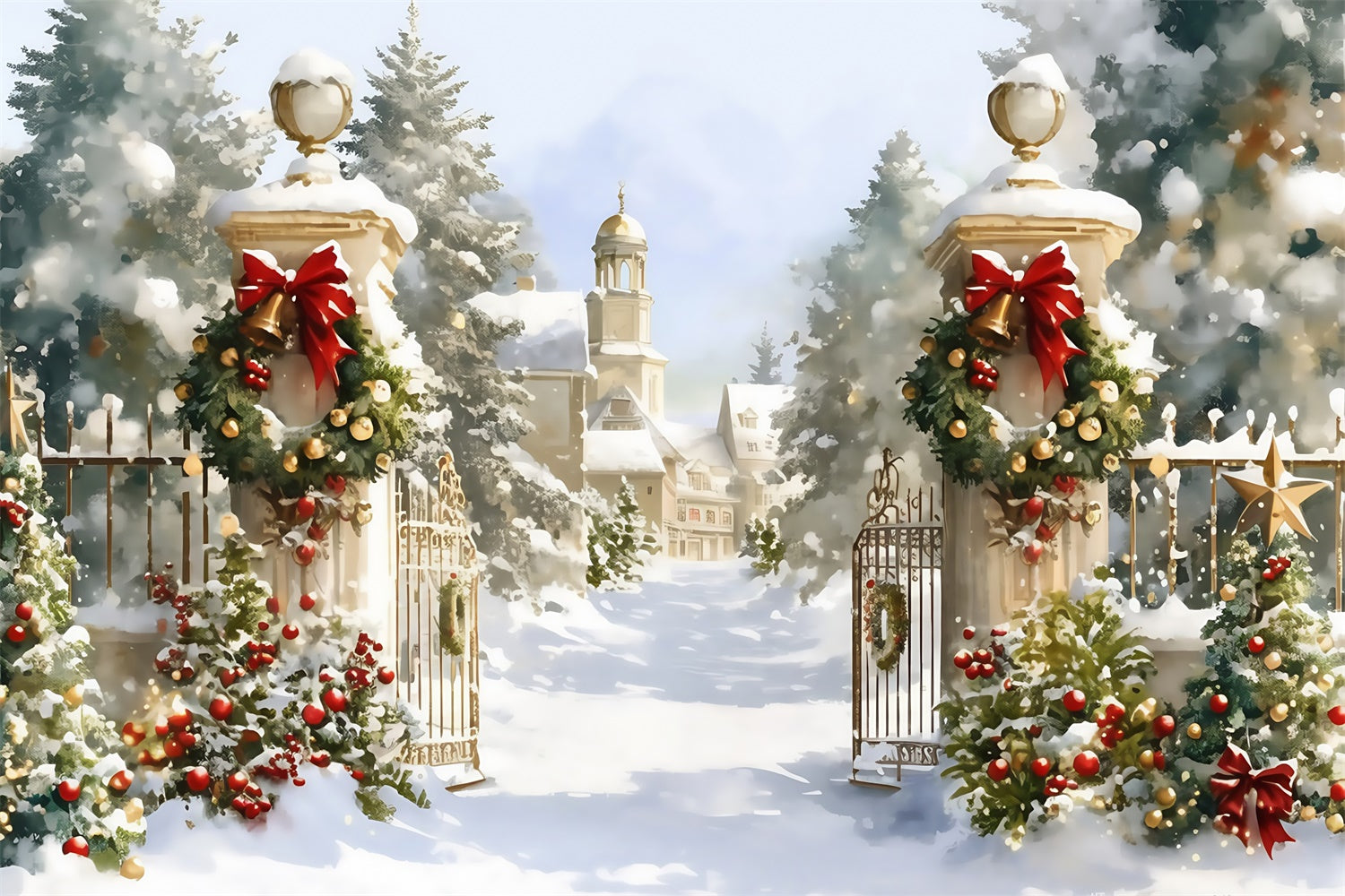 Weihnachten Fotografie Hintergrundkulissen Holiday Manor Tor Hintergrund MRR7-72