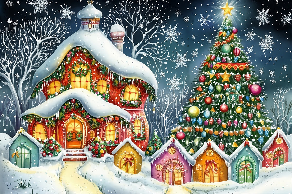 Weihnachten Backdrop Twilight Snowflake Fantasy Backdrop MRR7-76