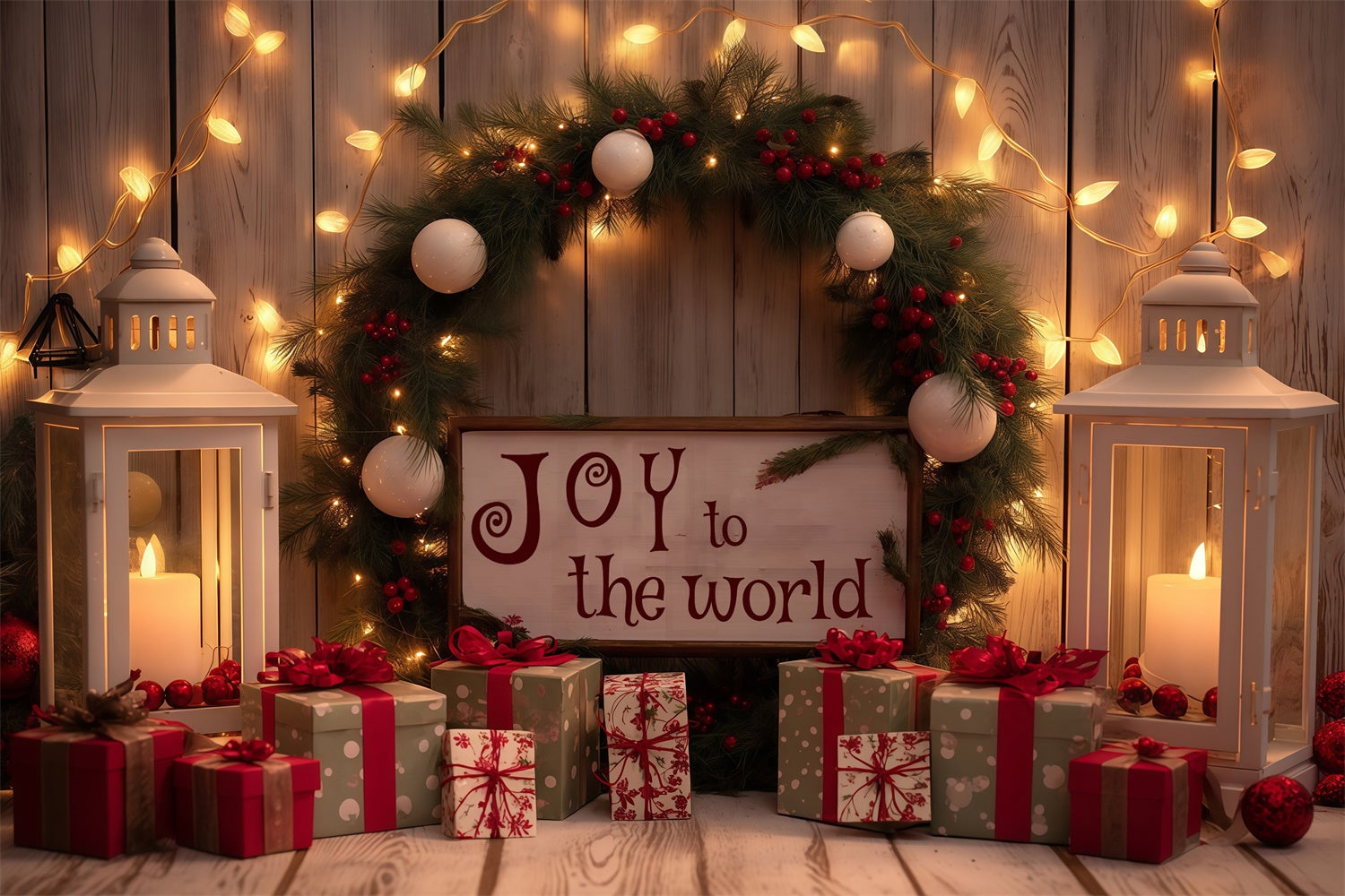 Xmas Backdrops Kerzenlicht Kiefer Girlande Backdrop MRR7-77