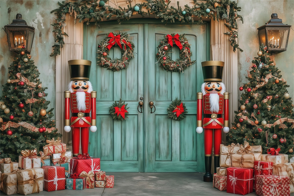 Weihnachten Backdrop Ideen Nussknacker Willkommen Veranda Hintergrund MRR7-84