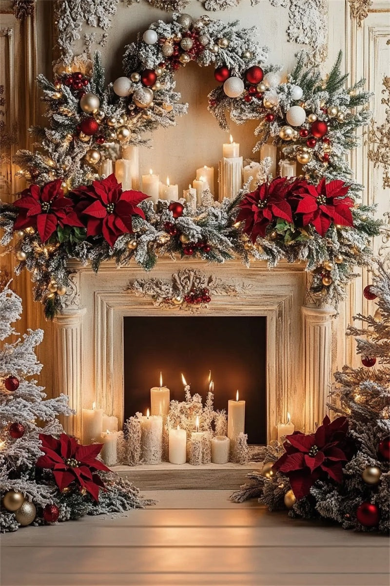 Weihnachts-Hintergrundbilder Kamin-Kranz Eleganz Hintergrund MRR7-87