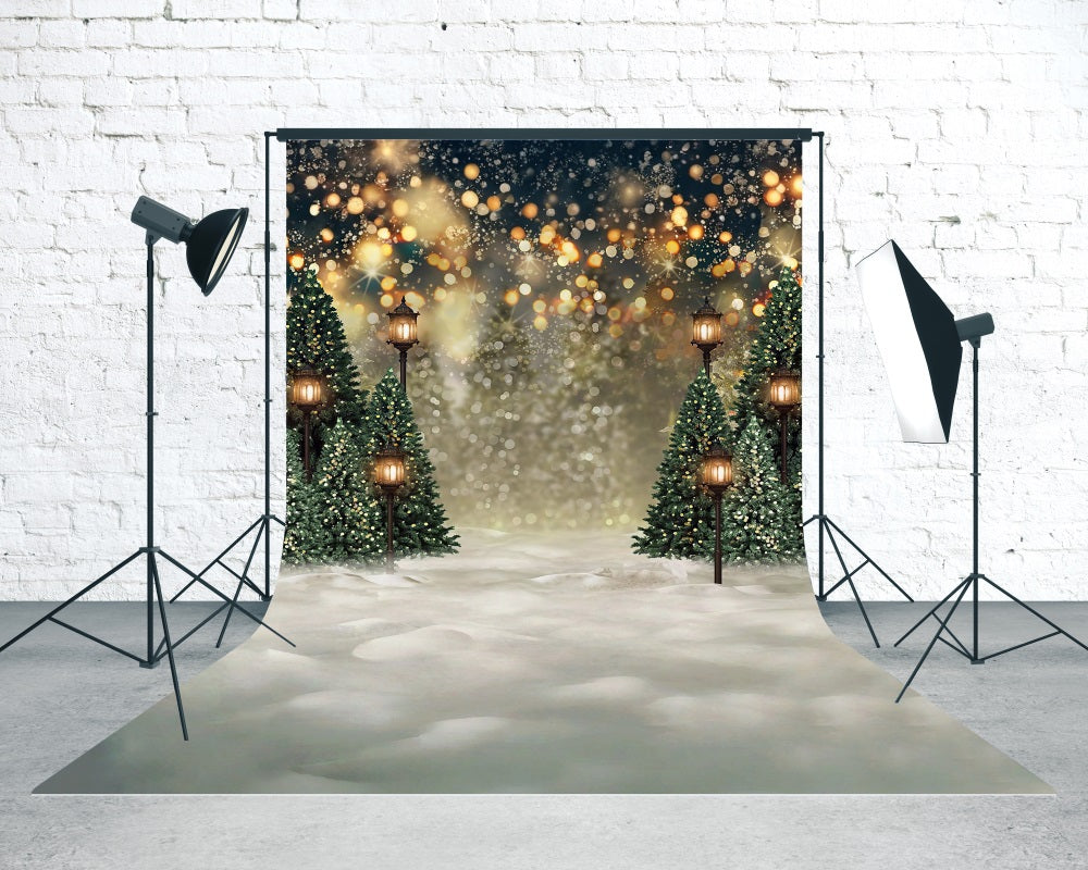 Weihnachtsbaum Bauernhof Backdrop Fantasy Glow Bokeh Warm Streetlight Weihnachten Fotografie Studiohintergrund MRR8- 111