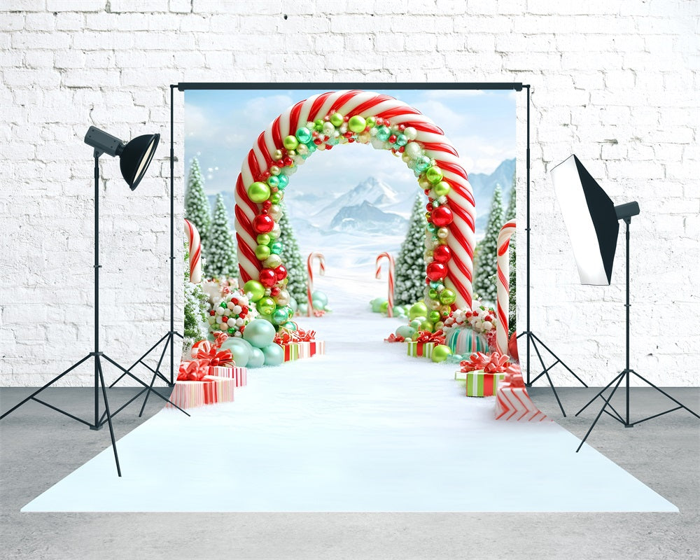 Holiday Backdrop Schneemass Classic Candy Arch Weihnachten Backdrop Ideen MRR8-112