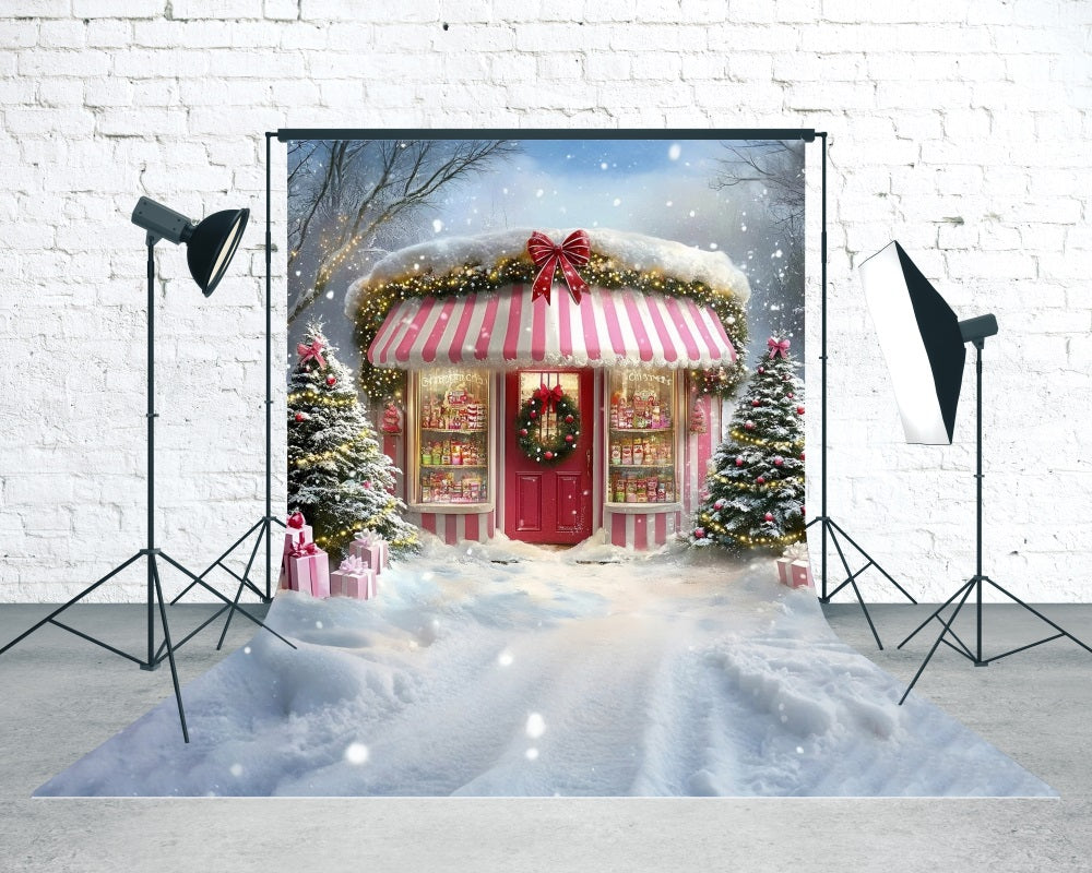 Holiday Backdrop Schneey Christmas Dessert Geschäft Weihnachten Backdrop Fotografie MRR8-115