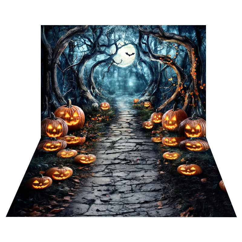 Kürbis-Waldweg-Kulisse+Laterne-Steinboden-Kulisse MRR8-132