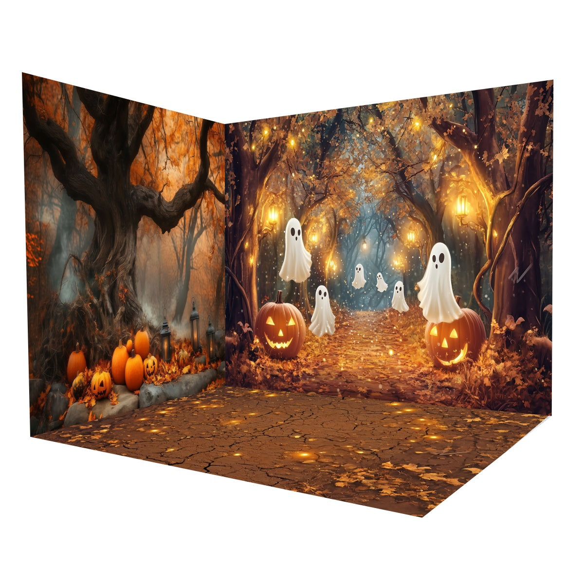 Halloween-Foto Hintergrund Verzauberter Wald Fliegende Geister Foto Hintergrund Raumset MRR8-243