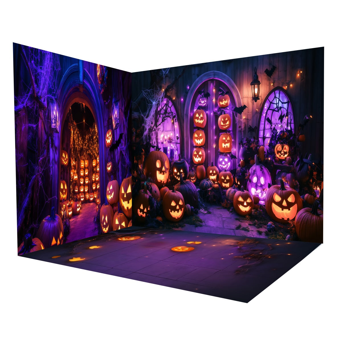 Halloween-Foto Hintergrundideen Kürbislaternen-Ladenfenster-Foto Hintergrund Raumset MRR8-246
