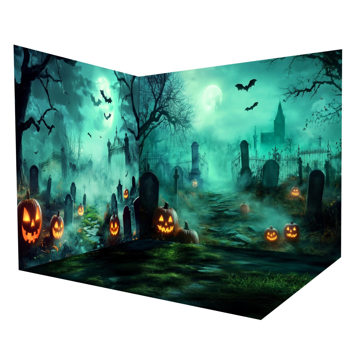 Halloween-Foto Hintergrund Halloween-gruseliger Friedhof Nacht-Foto Hintergrund Raumset MRR8-247