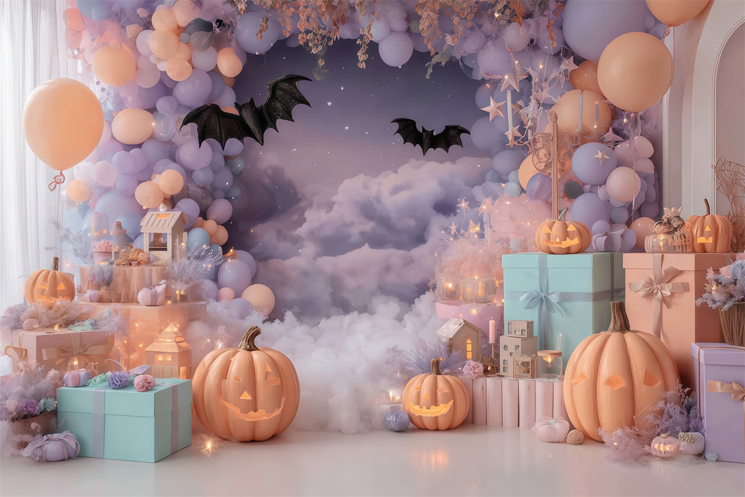 Halloween Hintergründe für Fotos Pastell Wolke Fledermaus Party Halloween Hintergrund MRR8-25