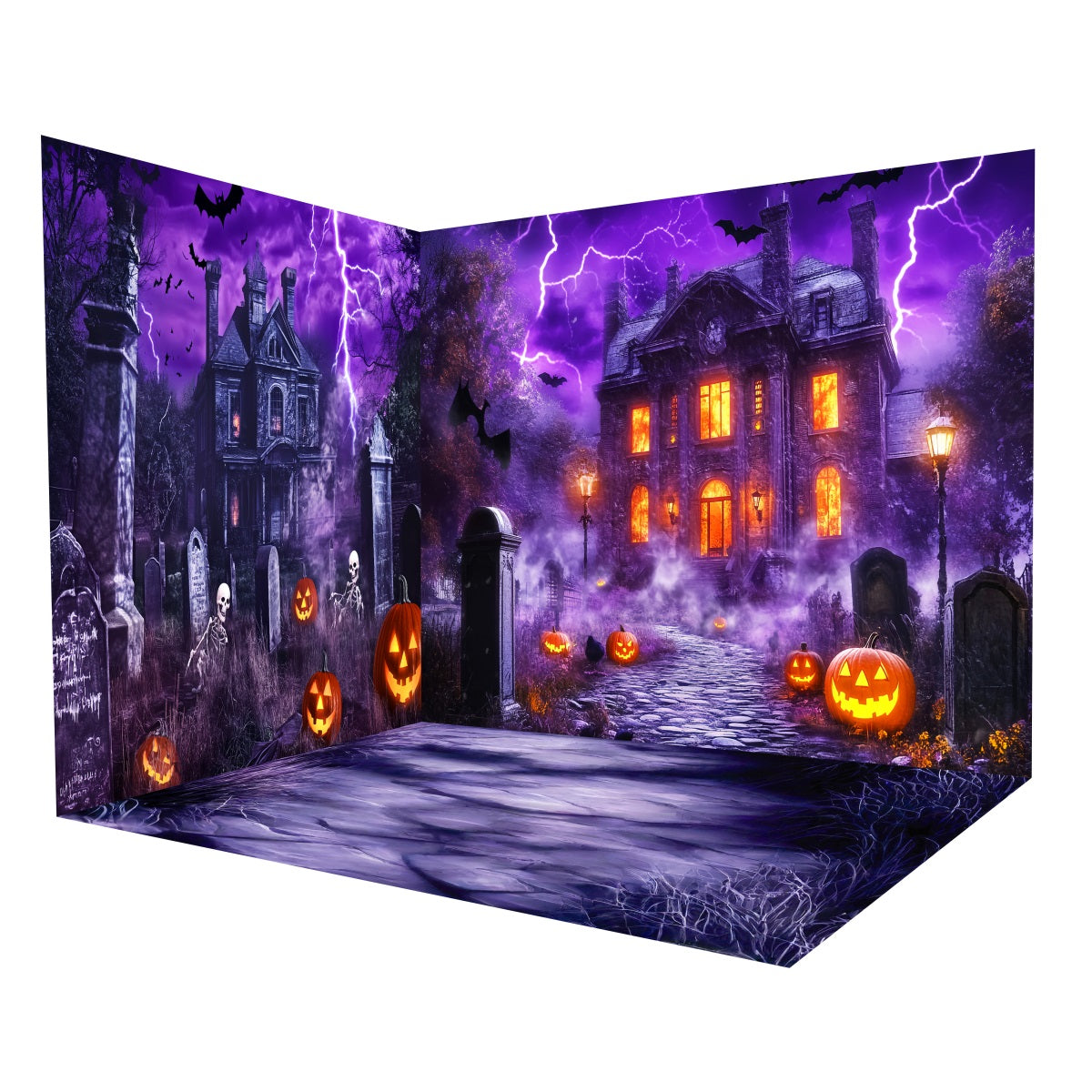 Halloween-Foto Hintergrund Spukhaus Blitzfriedhof-Foto Hintergrund Raumset MRR8-253