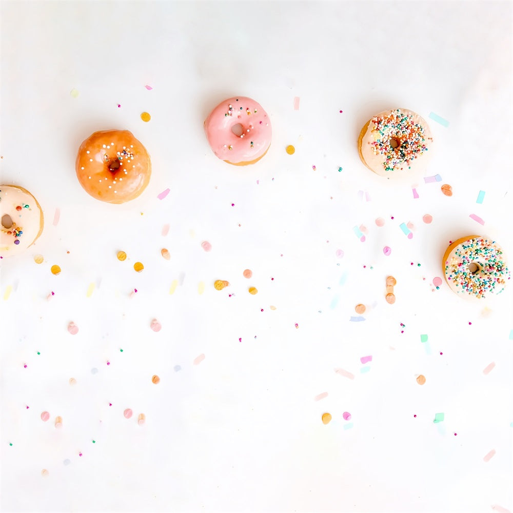 Cake-Smash Fotohintergrund Bunte Donuts Süßes Konfetti Geburtstagshintergrund MRR8-267