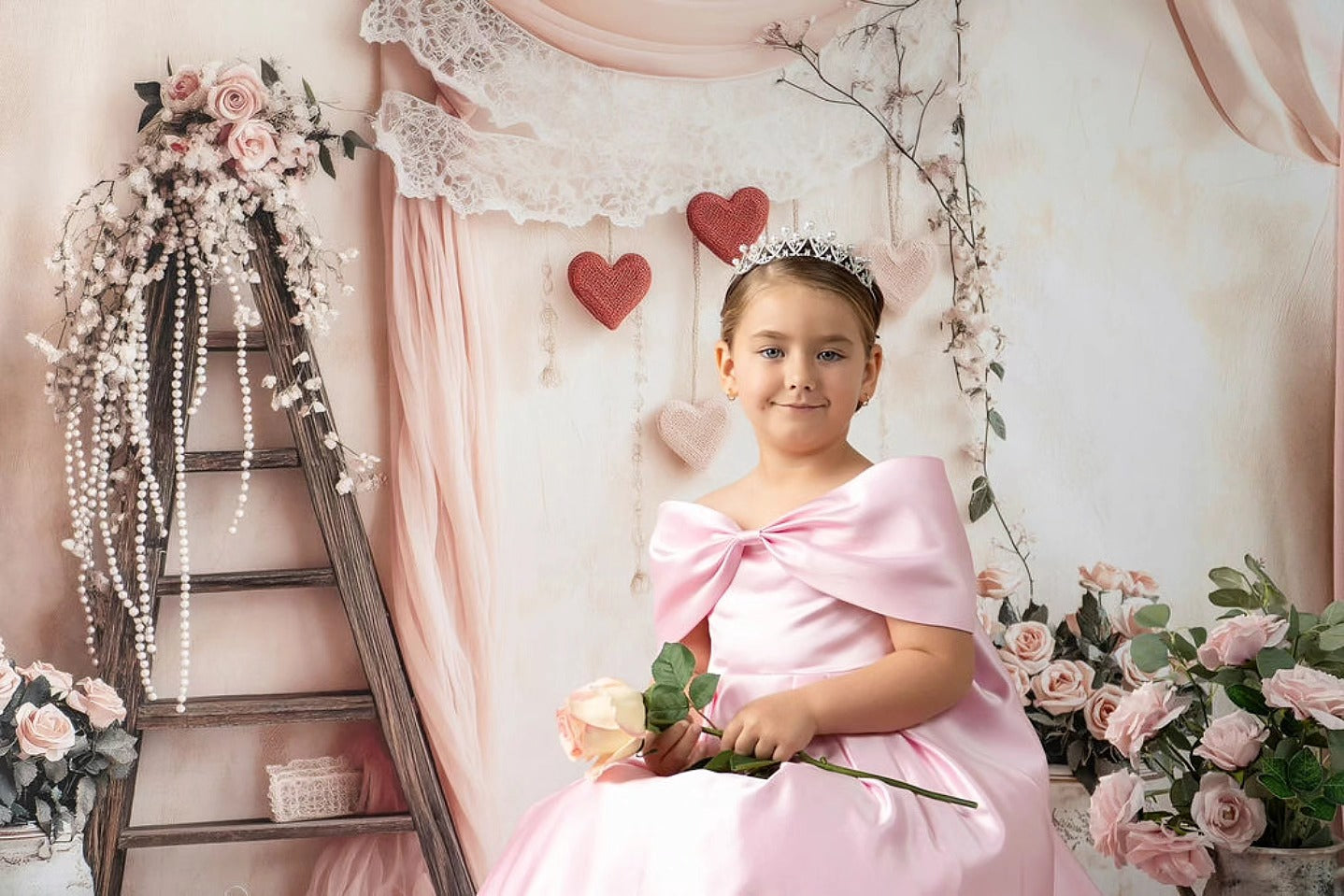 Valentinstag-Fotohintergrund Romantische Blumen Liebe Herz Valentinstag-Hintergrund MRR8-274
