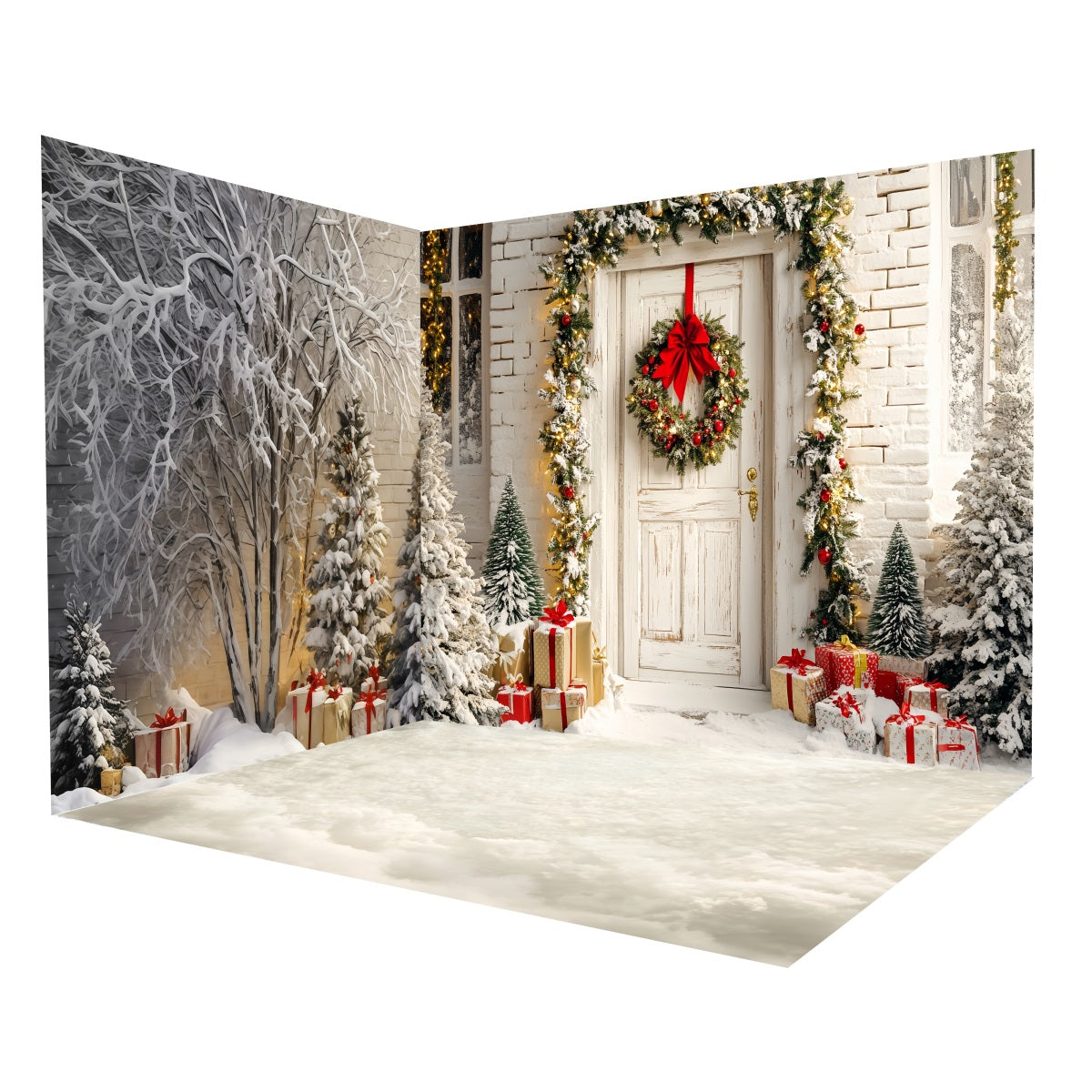 Weihnachtsfotohintergrund Wintertür Weihnachtsfotohintergrund Raumset MRR8-292