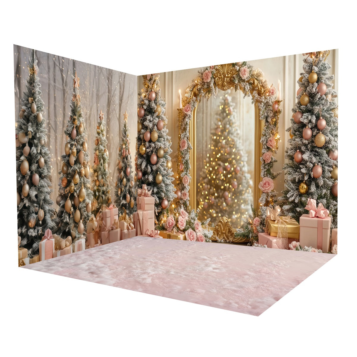 WeihnachtsStudio Hintergründe Rosa Blumen Spiegel Fotohintergrund Raumset MRR8-298