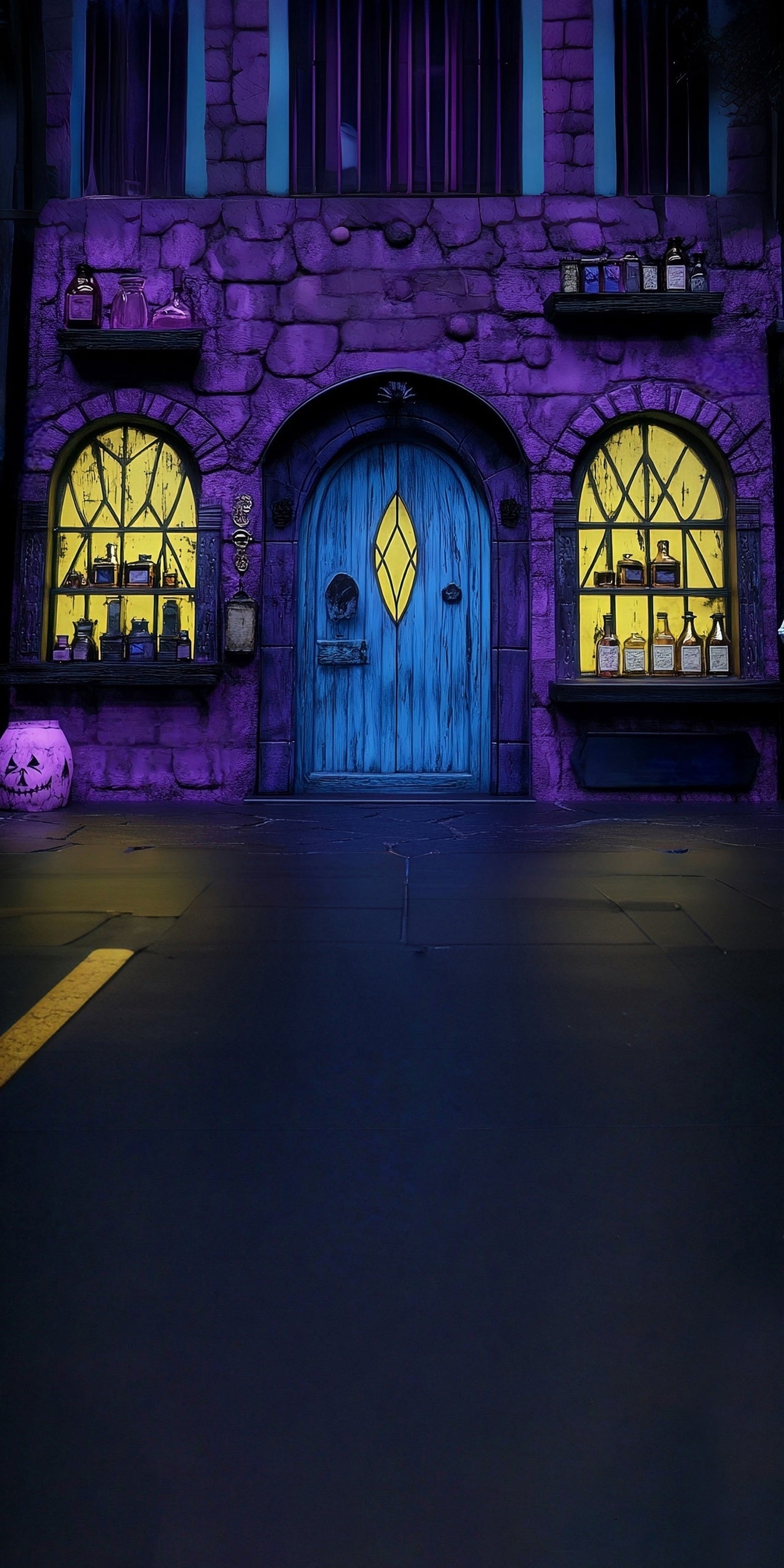 Halloween Foto Hintergrund Lila Zaubertrank Shop Sweep Backdrop MRR8-41