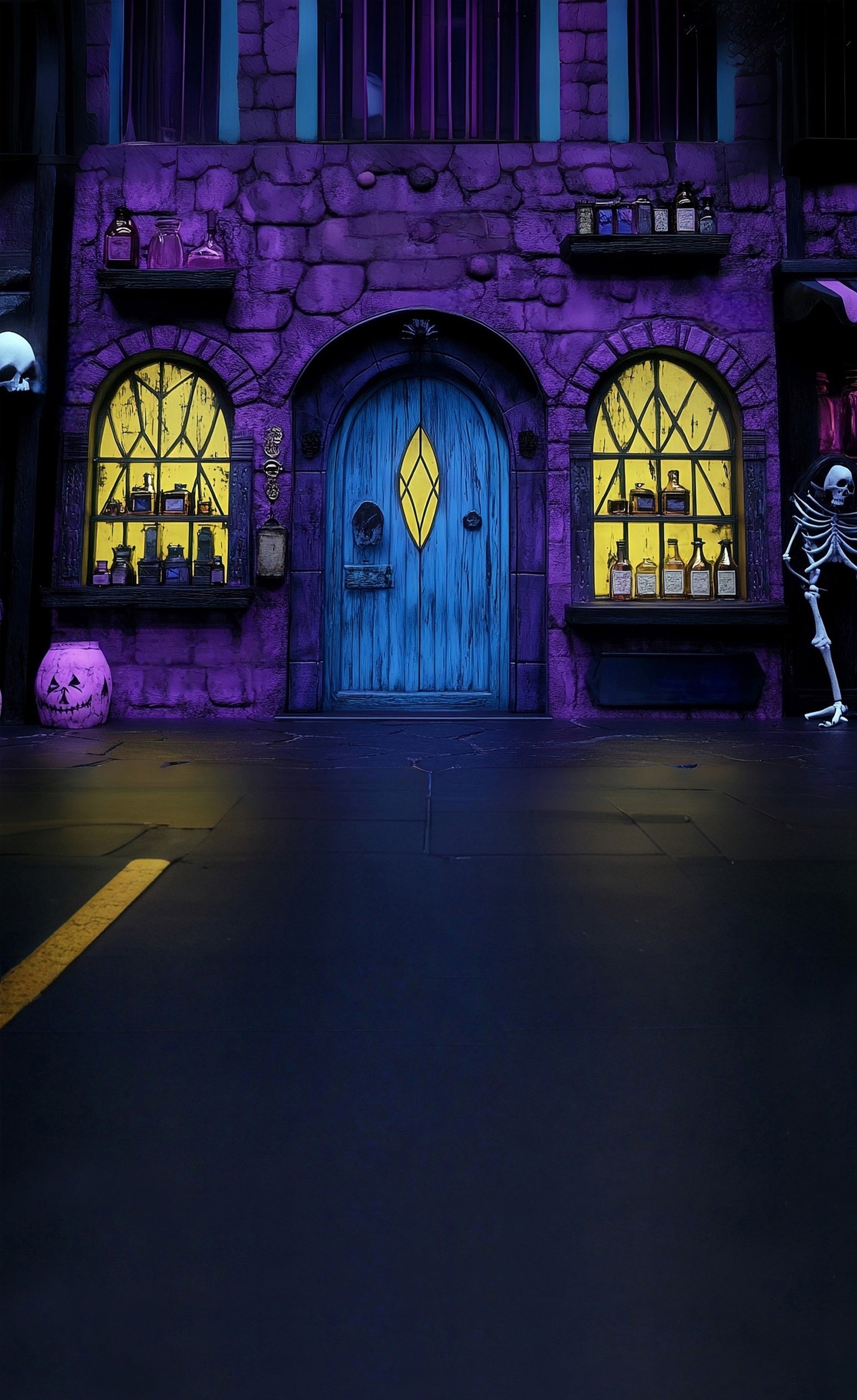 Halloween Foto Hintergrund Lila Zaubertrank Shop Sweep Backdrop MRR8-41