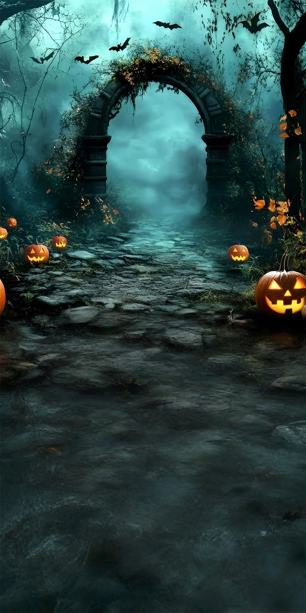 Halloween Foto Hintergrund Ideen Vine Covered Arches Misty Sweep Backdrop MRR8-61