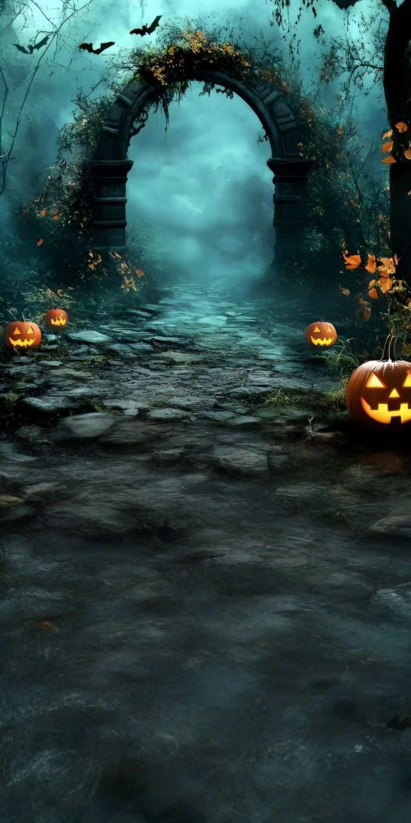Halloween Foto Hintergrund Ideen Vine Covered Arches Misty Sweep Backdrop MRR8-61