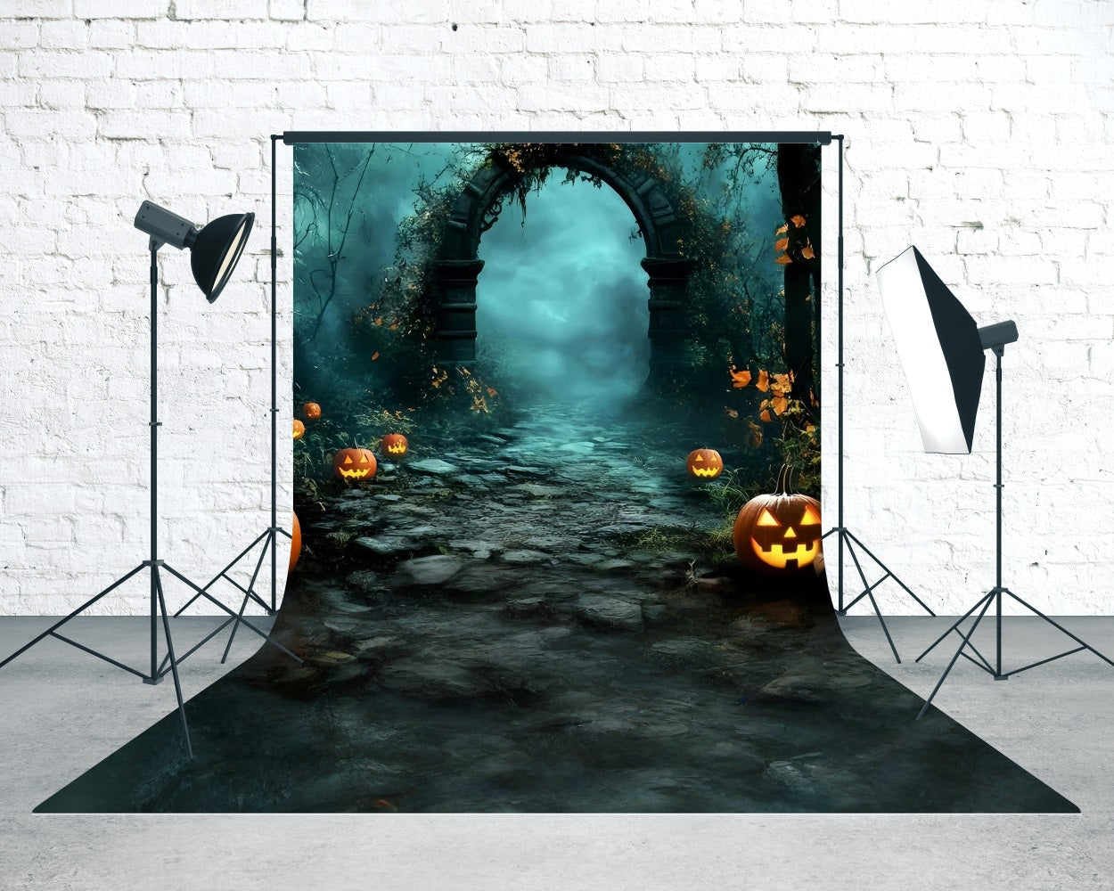 Halloween Foto Hintergrund Ideen Vine Covered Arches Misty Sweep Backdrop MRR8-61