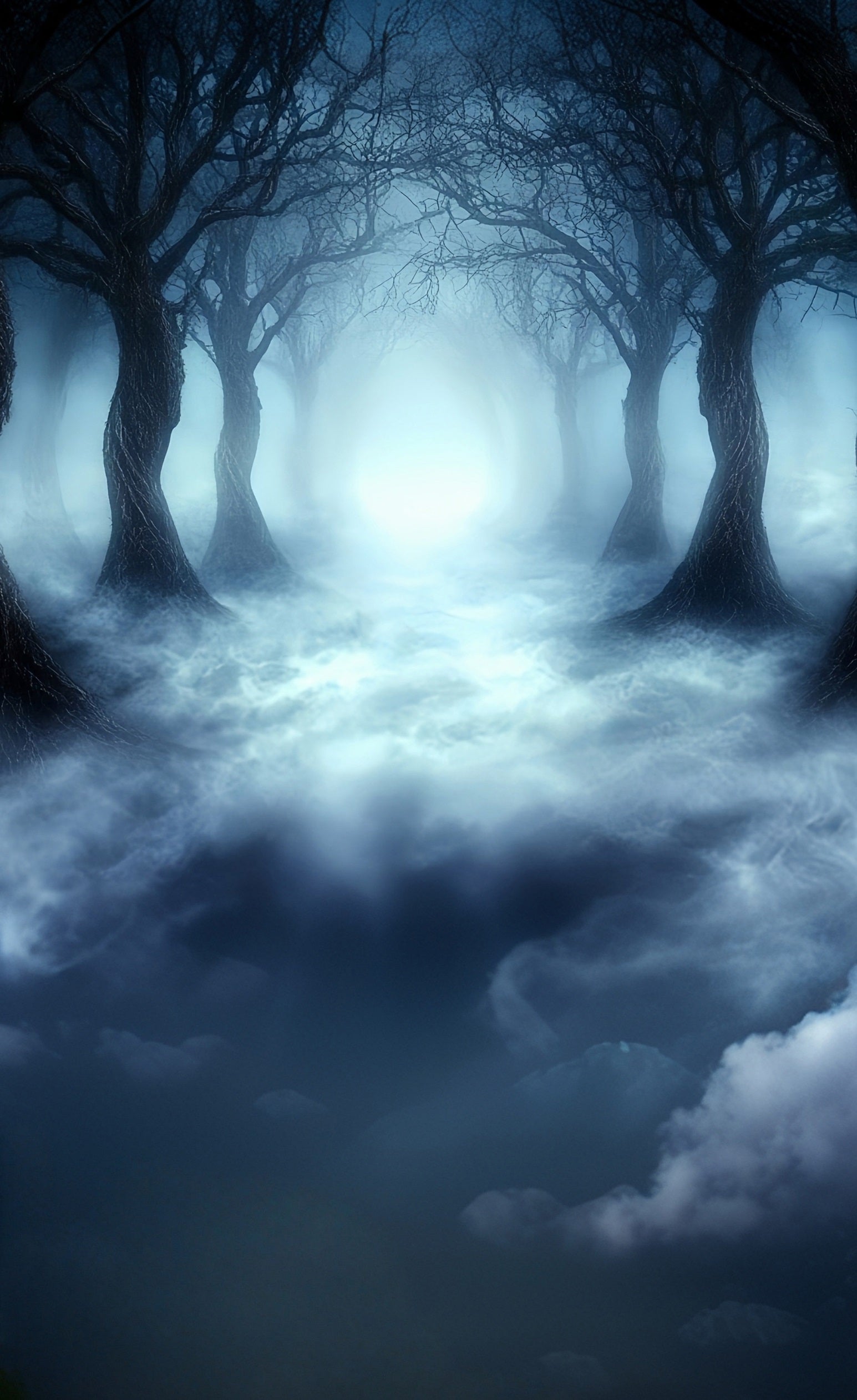 Halloween Fotohintergrund Gespenstischer Nebelschwarzwald Sweep Backdrop MRR8-66