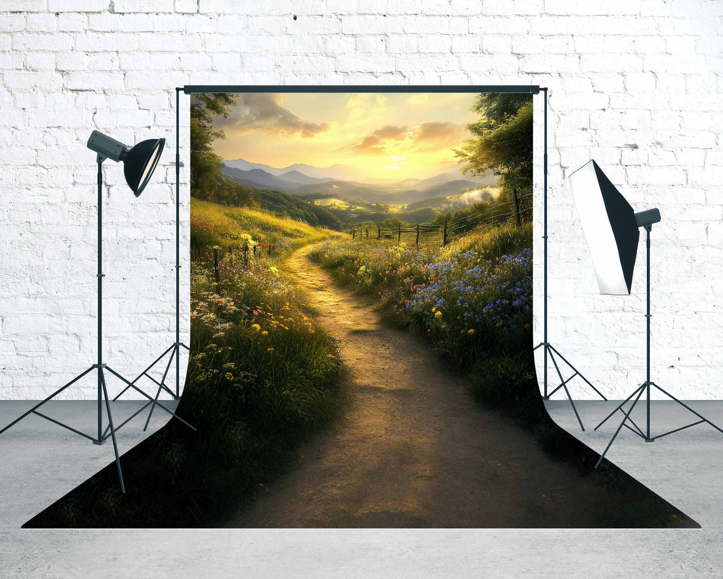 HerbstFotohintergrund Golden Wildflower Sunset Trail Sweep Backdrop MRR8-75