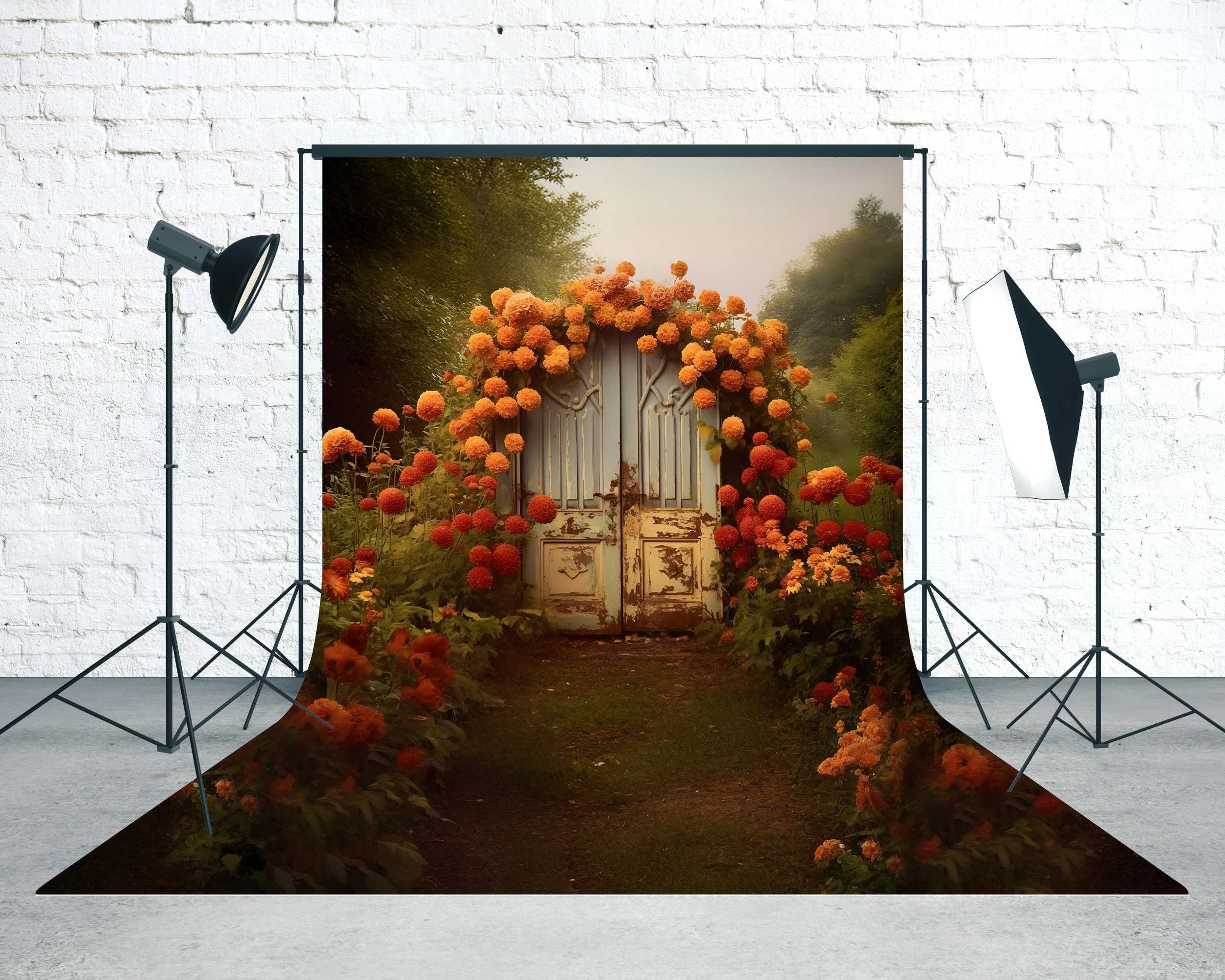 Herbst-Fotohintergrund Vintage Doorway Bloom Garden Sweep Backdrop MRR8-90