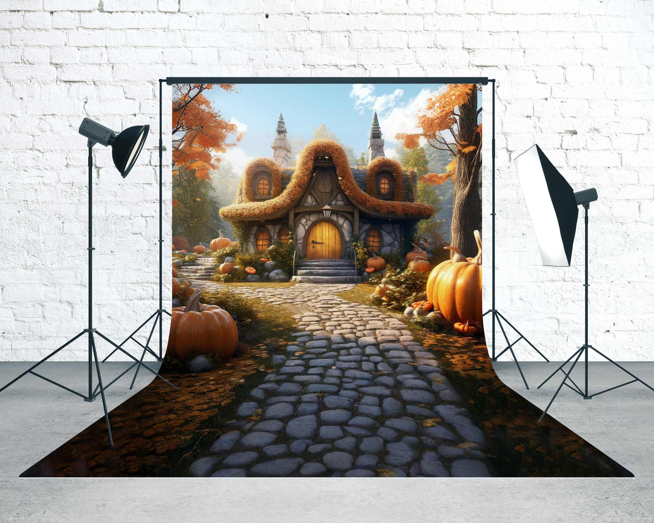 Herbst-FotoFotohintergrund Kürbis Cottage Pathway Sweep Backdrop MRR8-91