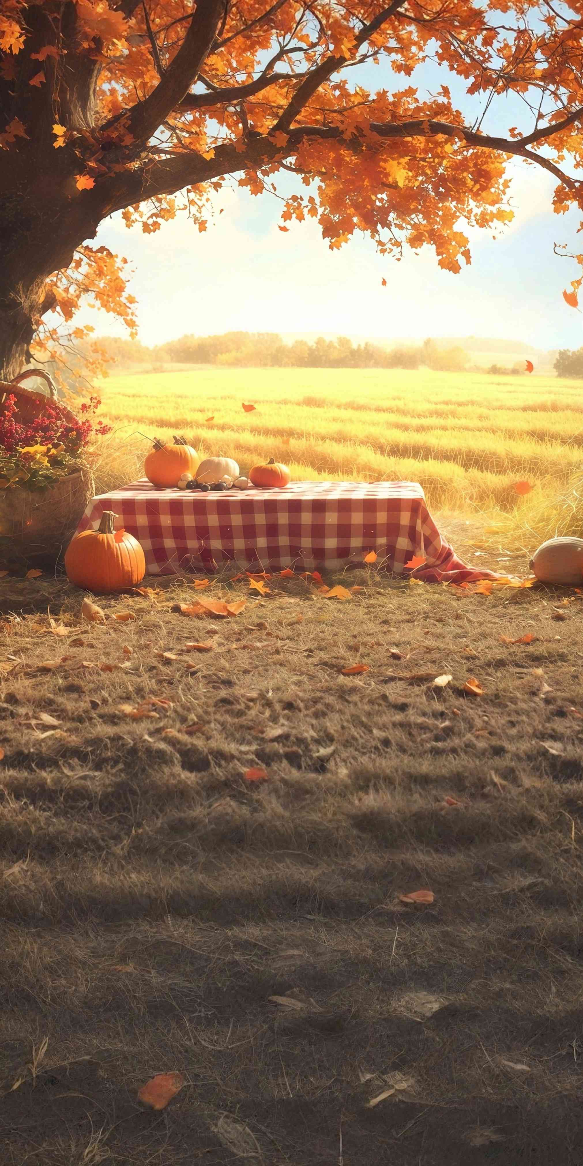 Herbst-Fotohintergrund Erntefeld Picknick-Szene Sweep-Fotohintergrund MRR8-99