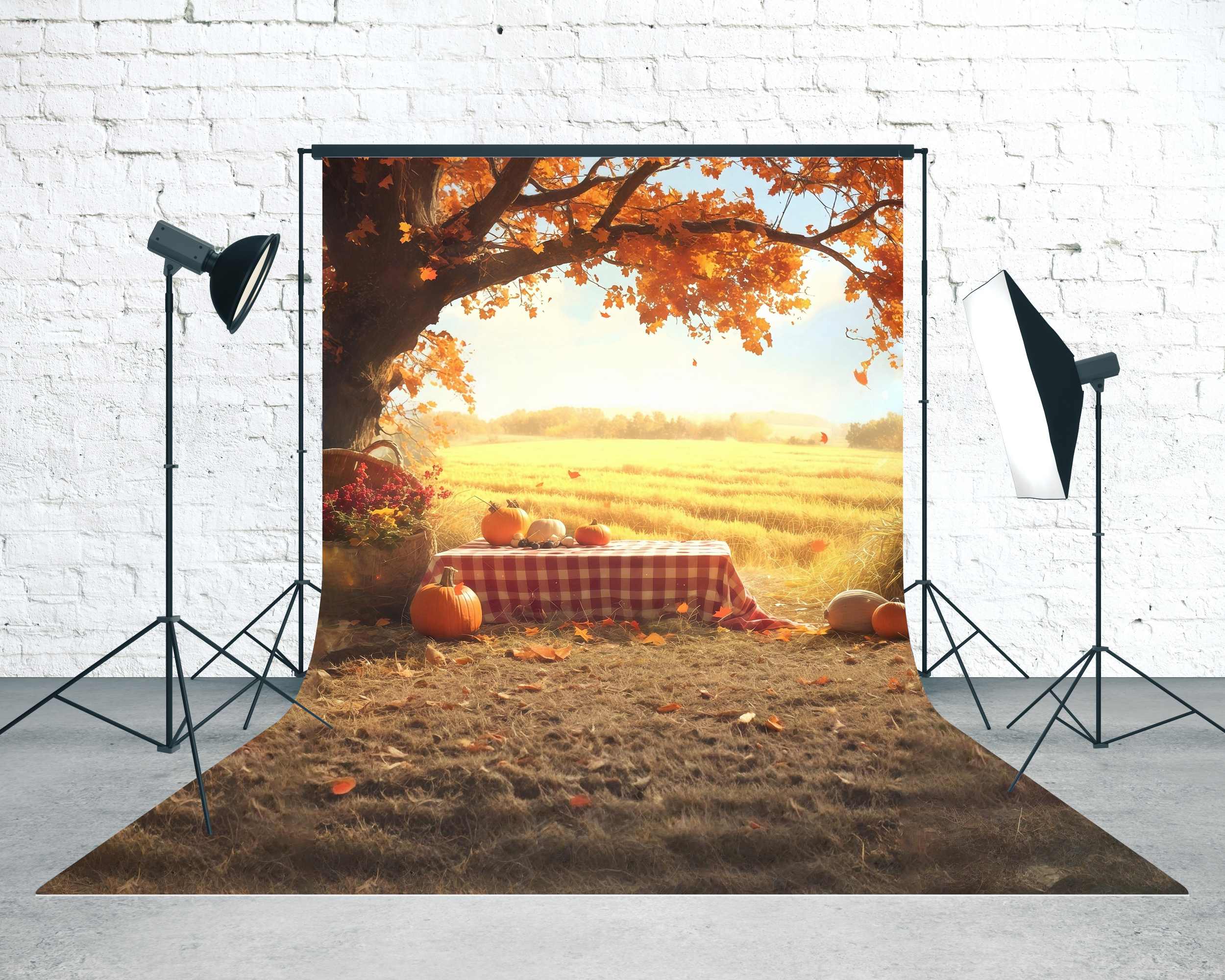Herbst-Fotohintergrund Erntefeld Picknick-Szene Sweep-Fotohintergrund MRR8-99