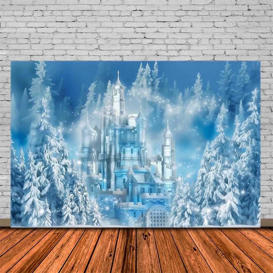 Frozen-Schloss-Fotohintergrund Winter-Eisschloss-Wunderland Kinder-Fotohintergrund MRR9-10