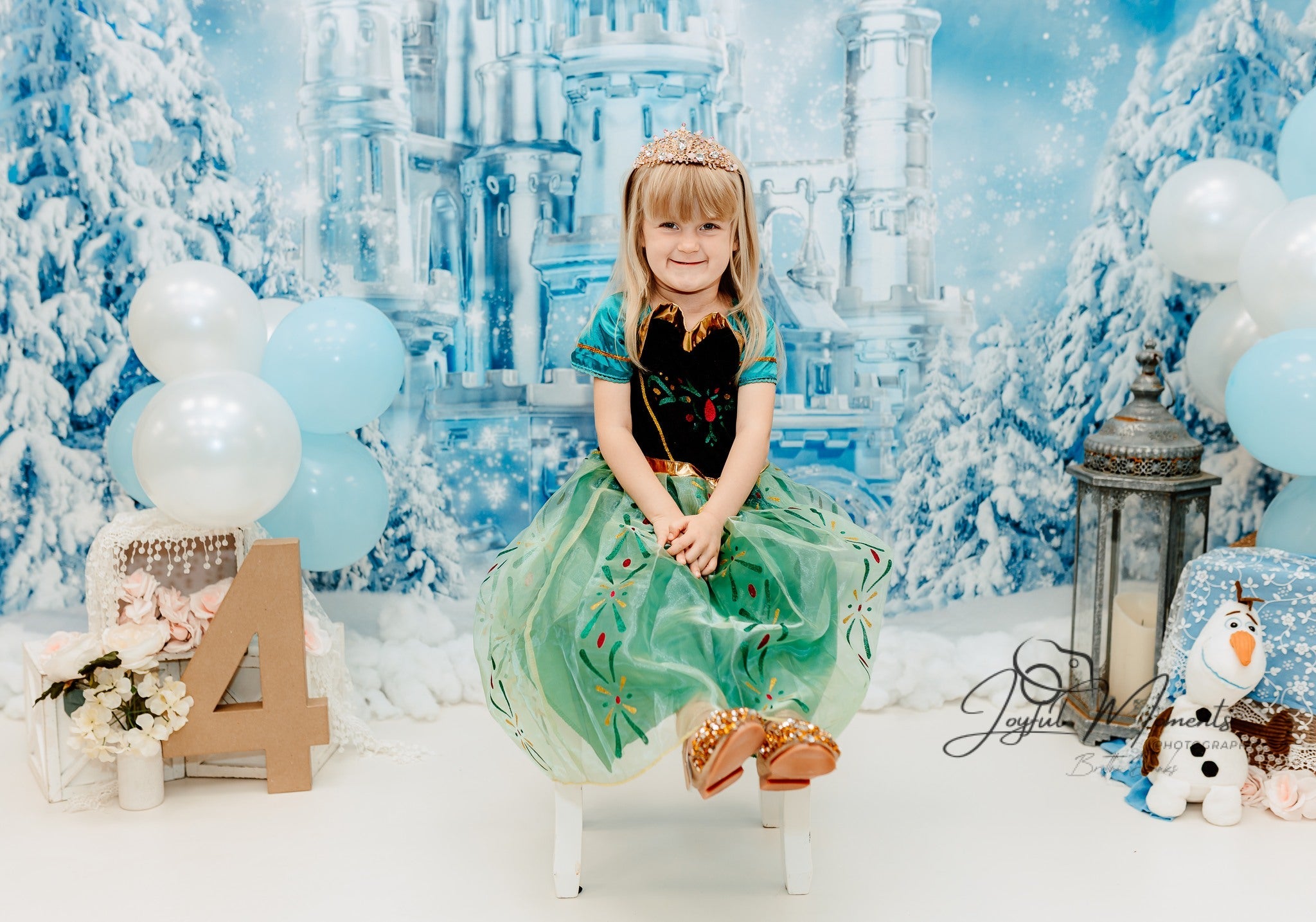 Frozen-Schloss-Fotohintergrund Winter-Eisschloss-Wunderland Kinder-Fotohintergrund MRR9-10