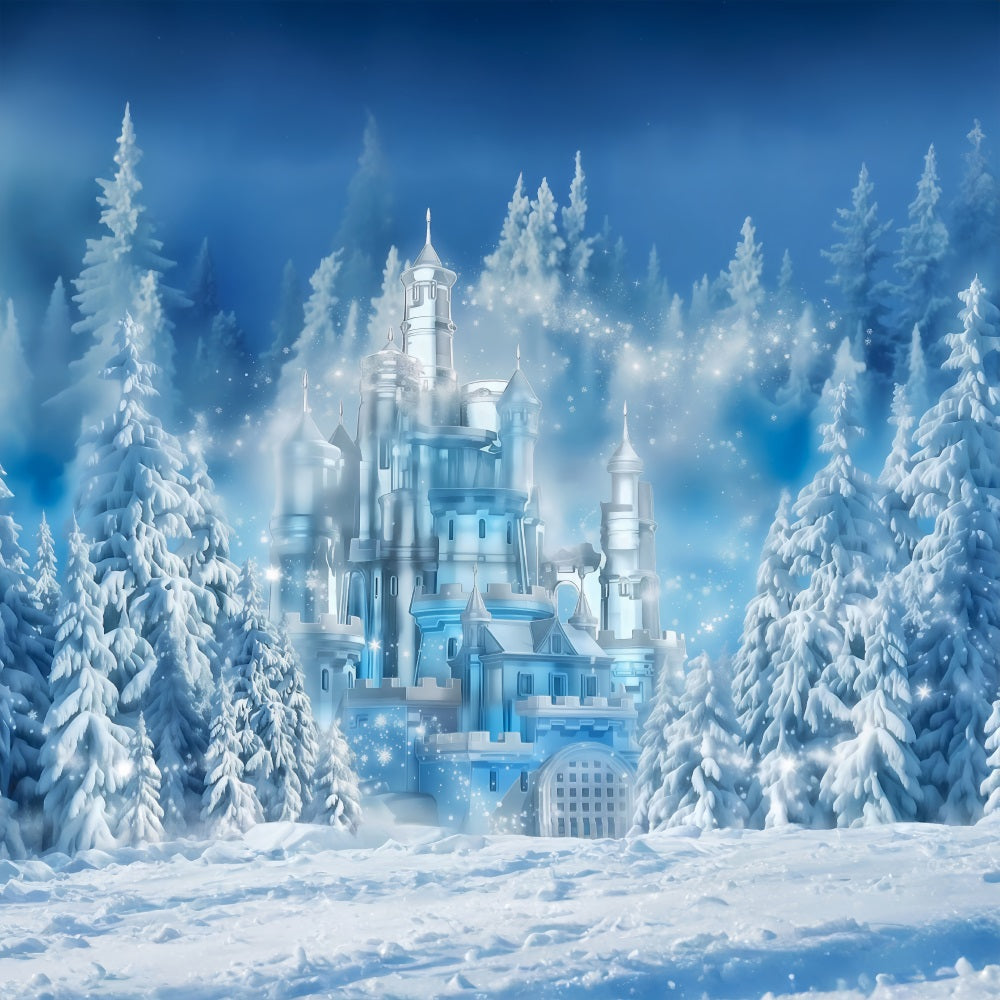 Frozen-Schloss-Fotohintergrund Winter-Eisschloss-Wunderland Kinder-Fotohintergrund MRR9-10