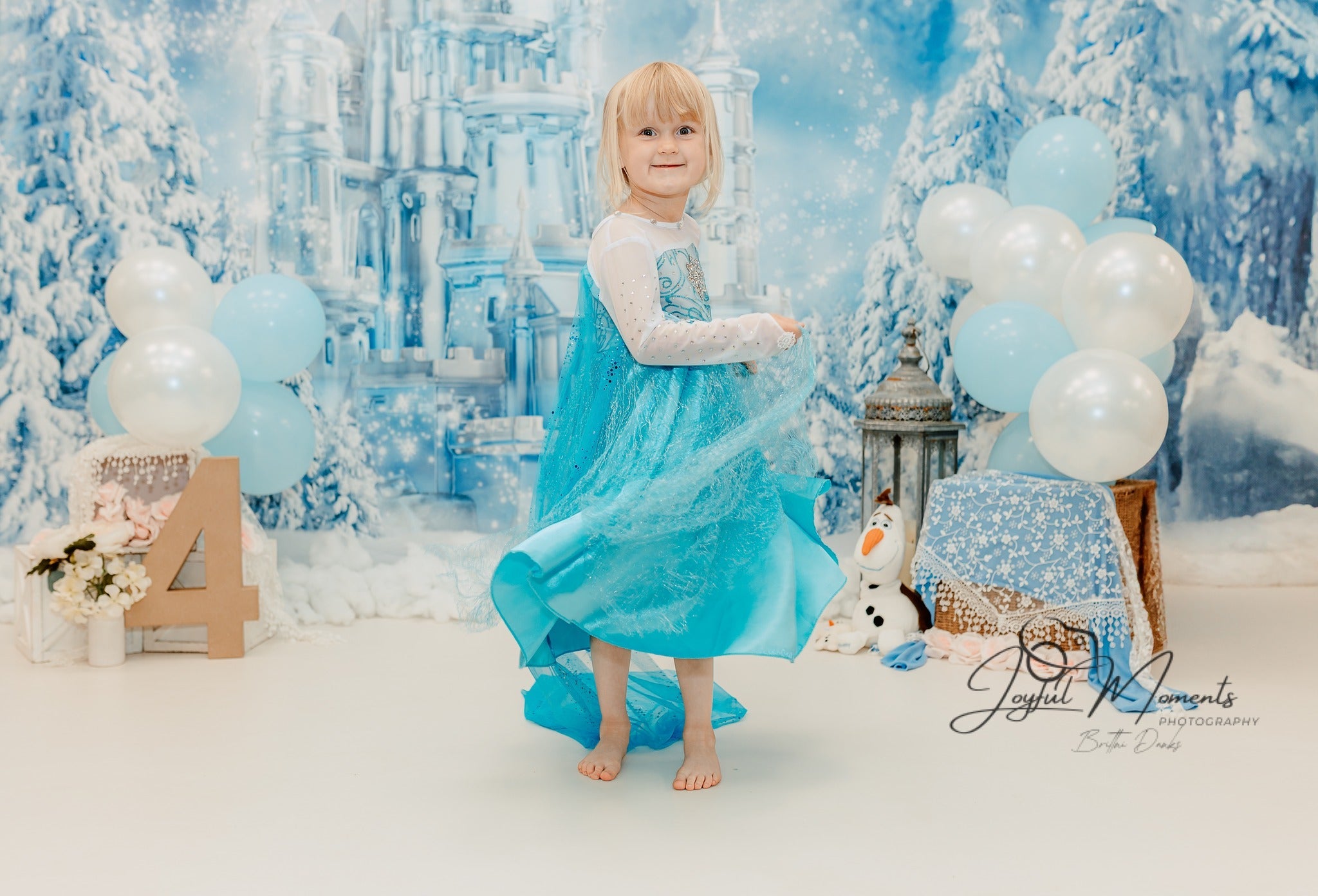 Frozen-Schloss-Fotohintergrund Winter-Eisschloss-Wunderland Kinder-Fotohintergrund MRR9-10