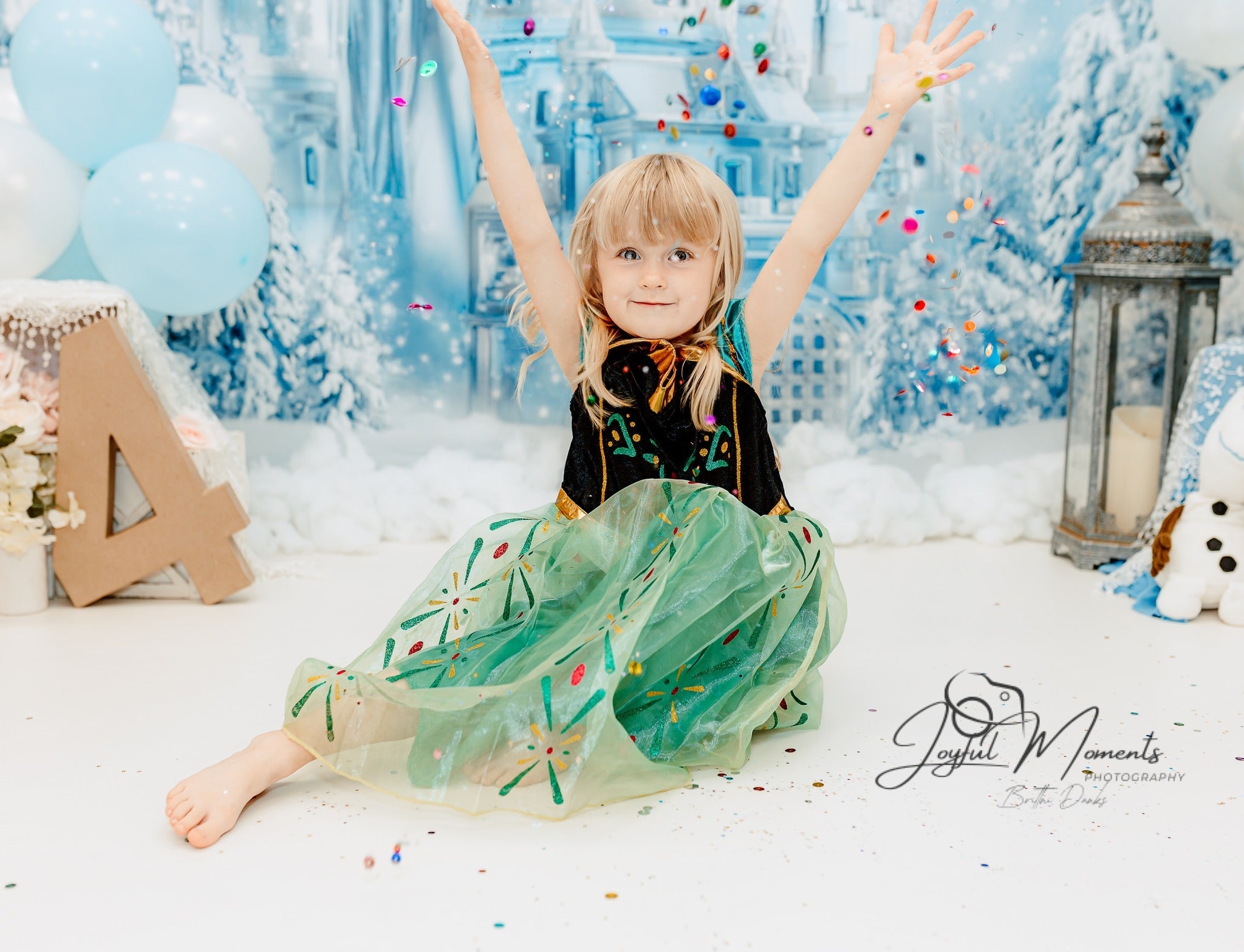 Frozen-Schloss-Fotohintergrund Winter-Eisschloss-Wunderland Kinder-Fotohintergrund MRR9-10