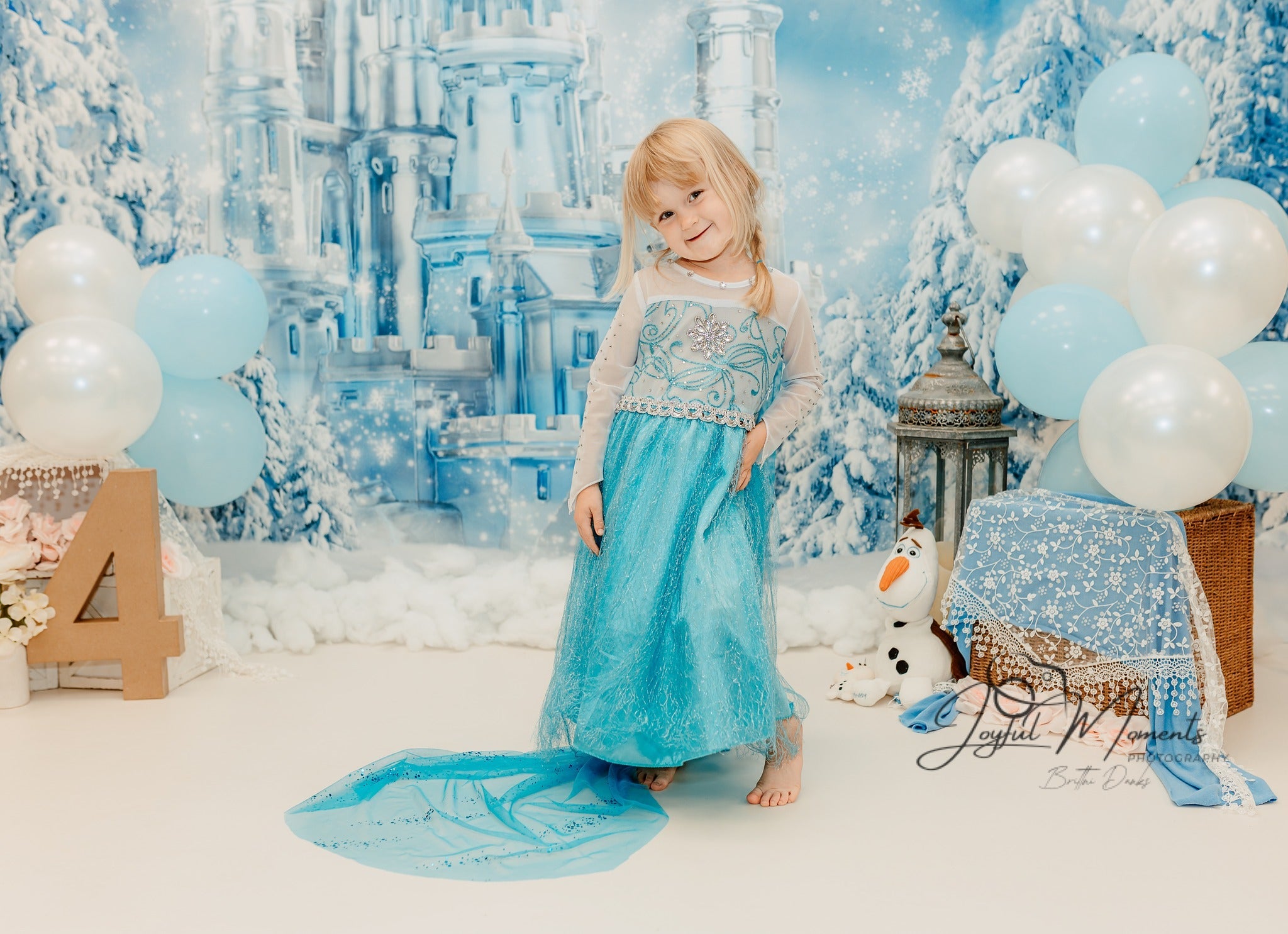 Frozen-Schloss-Fotohintergrund Winter-Eisschloss-Wunderland Kinder-Fotohintergrund MRR9-10