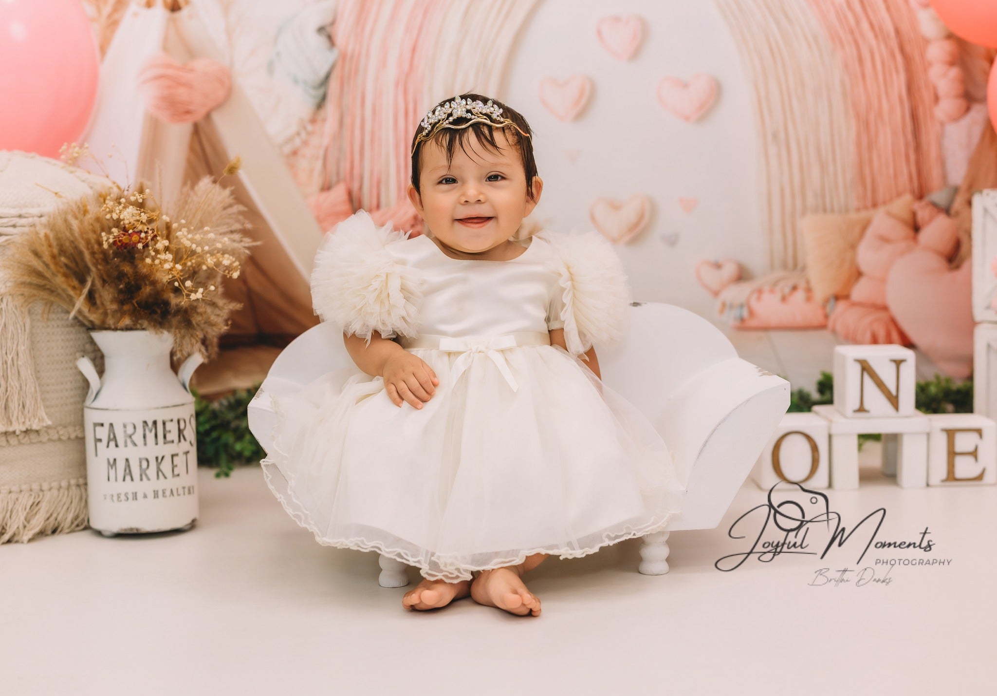 Boho-Regenbogen-Fotohintergrund Rosa Regenbogen-Herz-Dekoration Fotohintergründe für Kinder MRR9-11