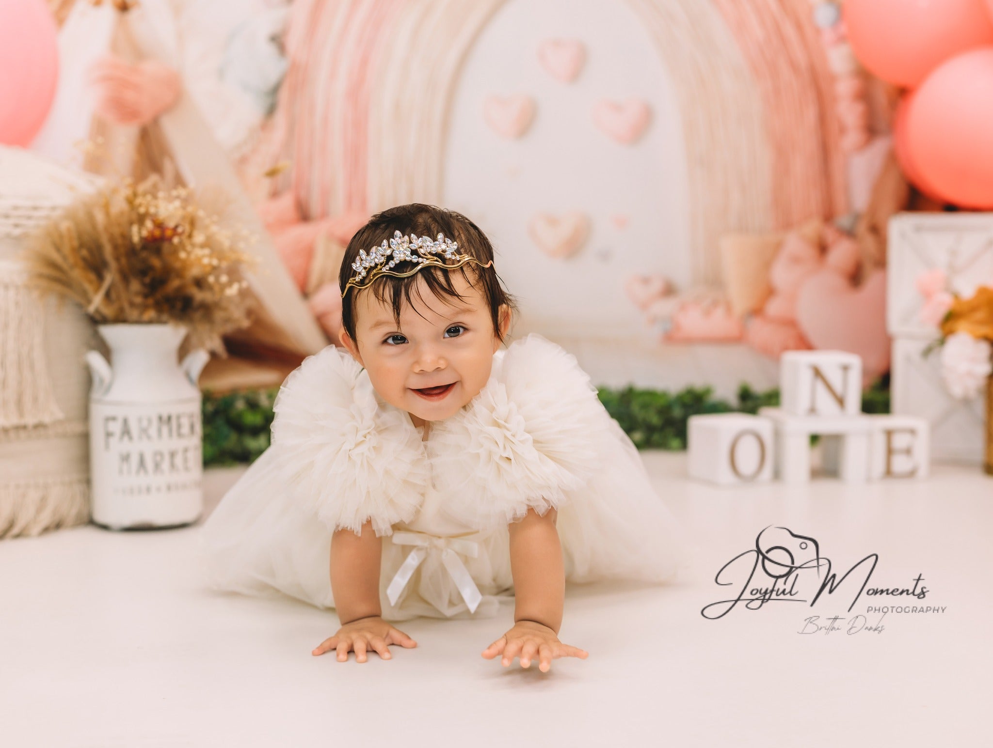 Boho-Regenbogen-Fotohintergrund Rosa Regenbogen-Herz-Dekoration Fotohintergründe für Kinder MRR9-11