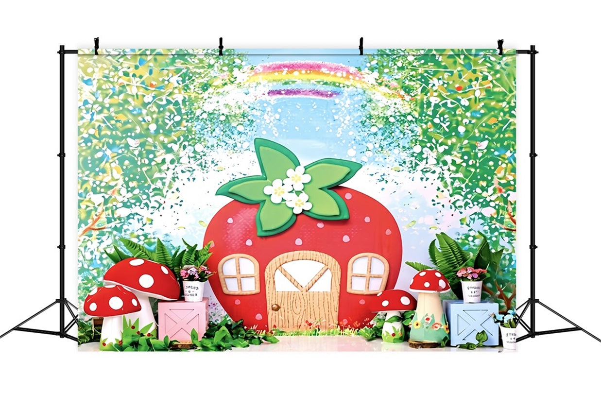 Kinder-Hintergründe Erdbeerhaus Feengarten Neugeborenen-Fotohintergrund MRR9-12